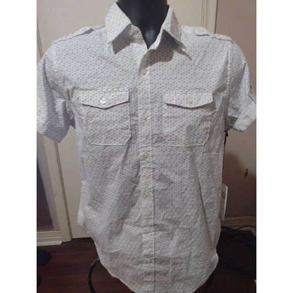 NWT Paper Denim Cloth PDC Men's Small S Short Sleeve Button Slim Fit Shirt White - Picture 1 of 12